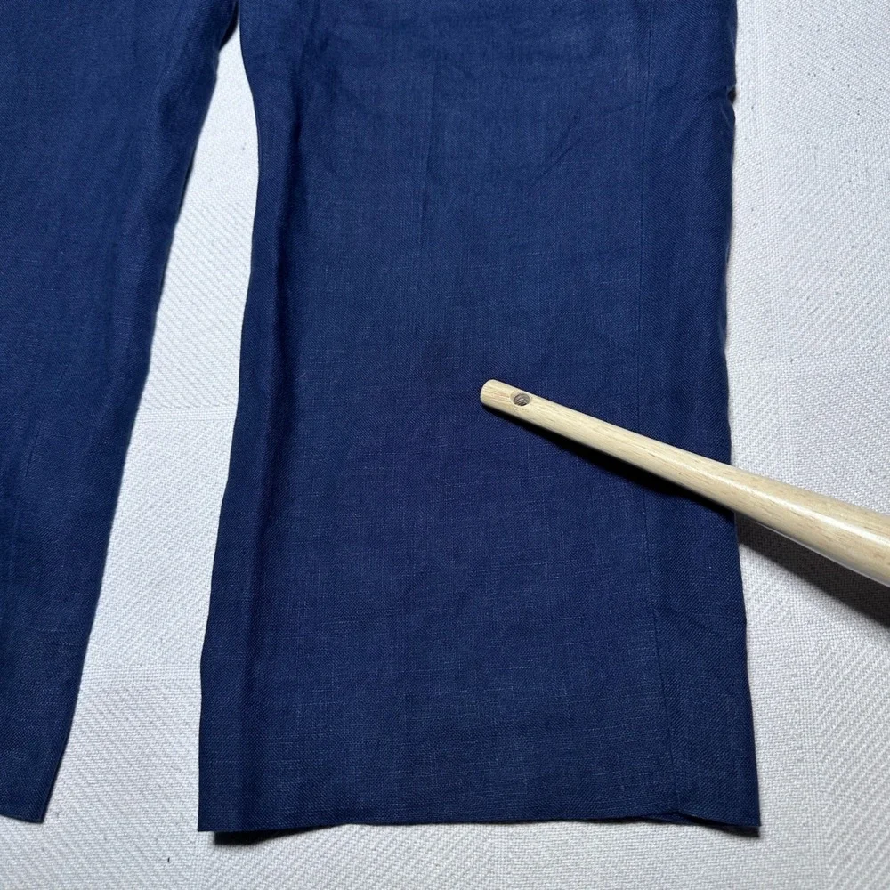 Polo Ralph Lauren Dress Pants 38x27 100% Linen Relaxed Straight Navy Chino Pants